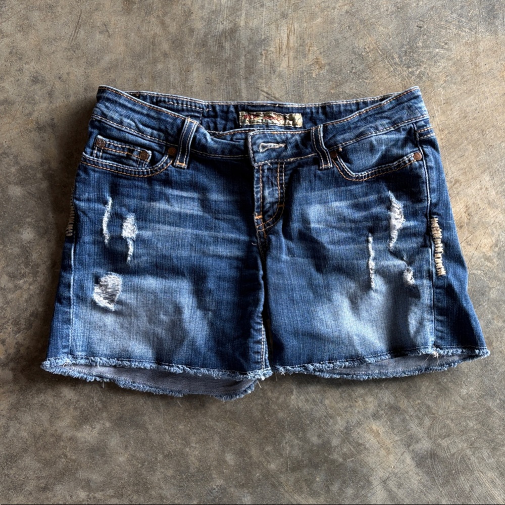 BKE Blue Distressed Jean Shorts